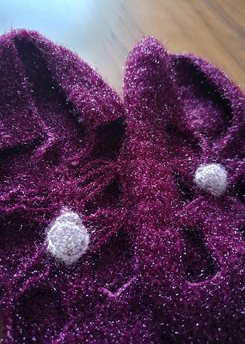 Kızlar için Mor Örgü Sıcak patik - Görsel 3