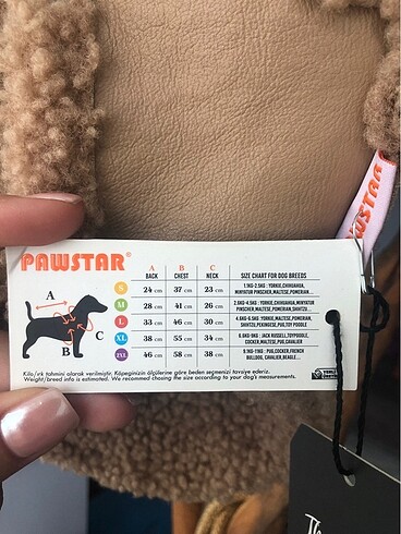  Beden Renk Pawstar Küçük Irk Açık Kahve Yelek