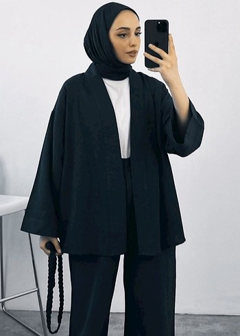 xxl Beden Takım uzun kollu ceket pantolon kimono