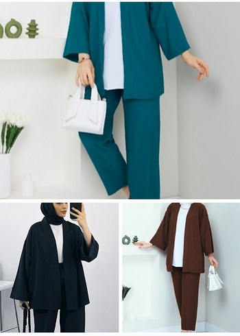 3 Adet kimono takım ceket pantolon
