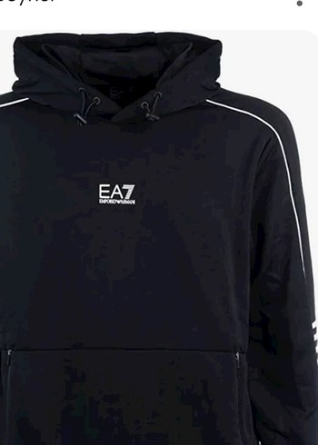 EA7 Siyah Kapüşonlu Fermuarlı Sweatshirt