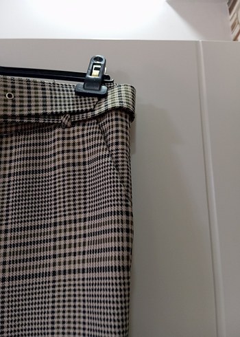 xl Beden kahverengi Renk Kemerli Midi Geniş Paça Kadın Kumaş Pantolon