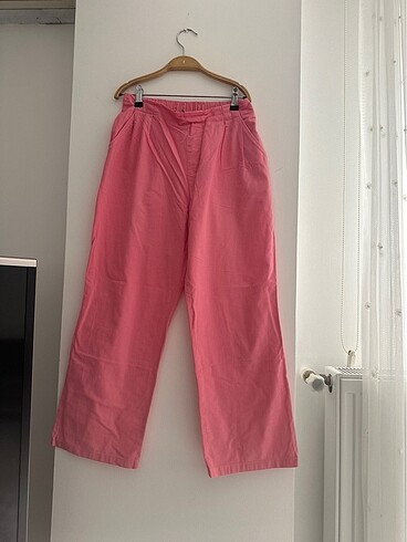 Pembe keten çocuk pantolon