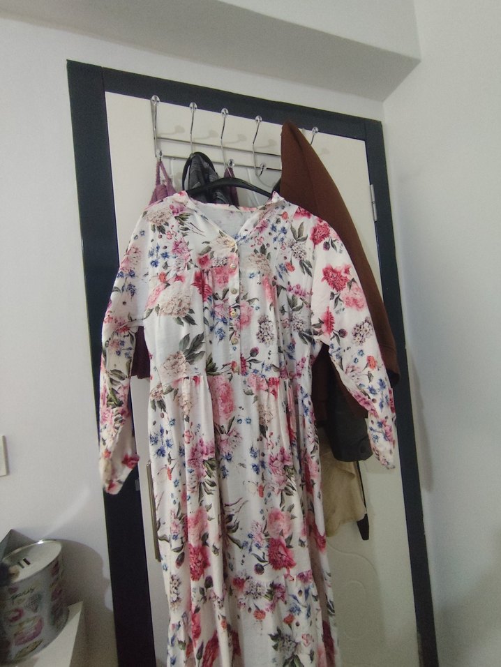 Pembe Desenli Pamuk Hamile Bluzu - Görsel 2