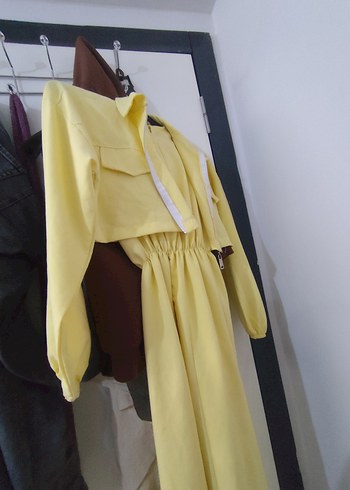 Sarı Uzun Hamile Kapüşonlu Ceket - Görsel 2