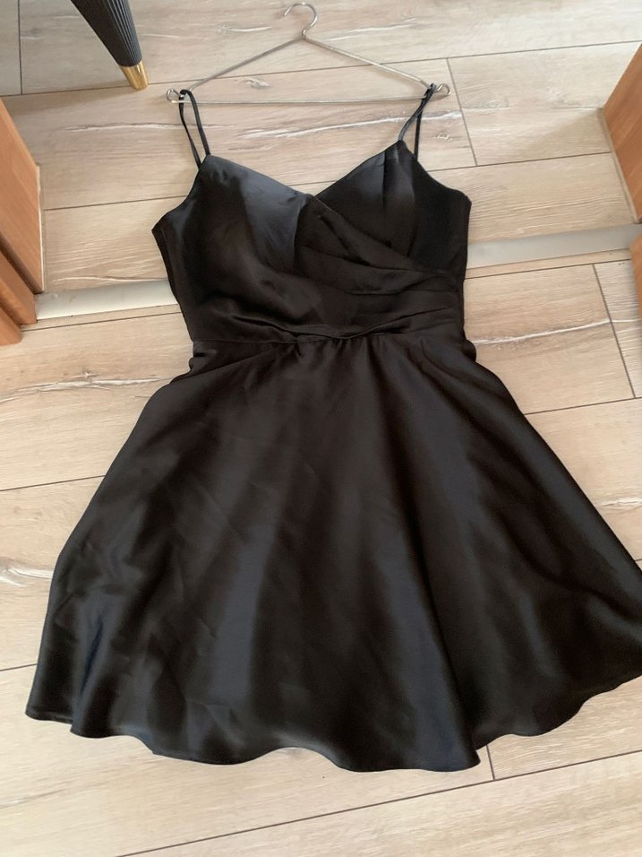 siyah saten mezuniyet elbisesi - Görsel 3