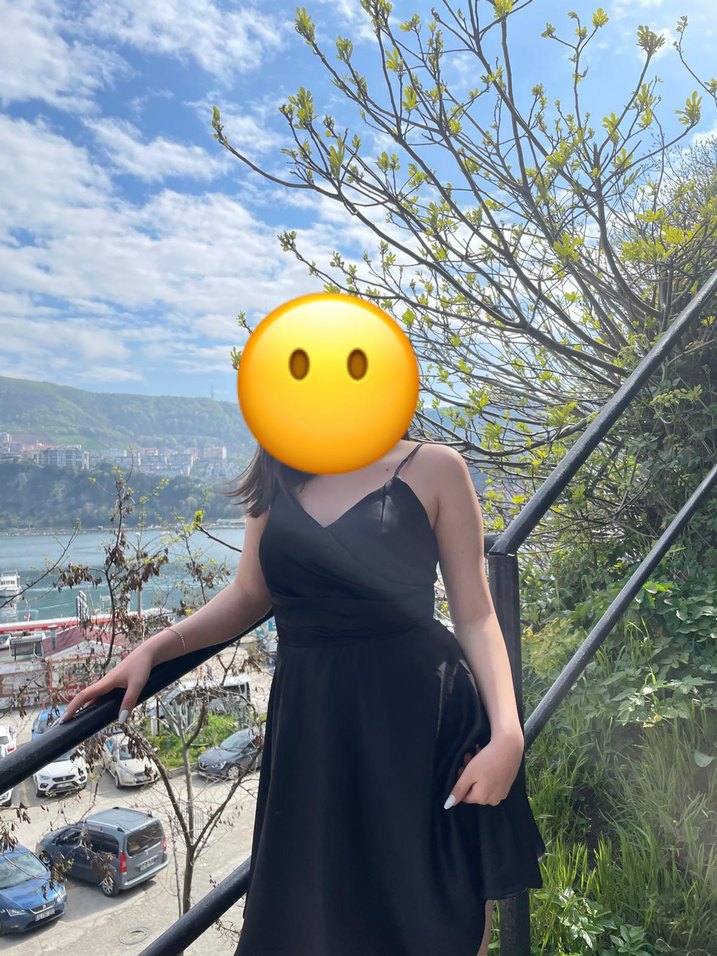 siyah saten mezuniyet elbisesi - Görsel 2