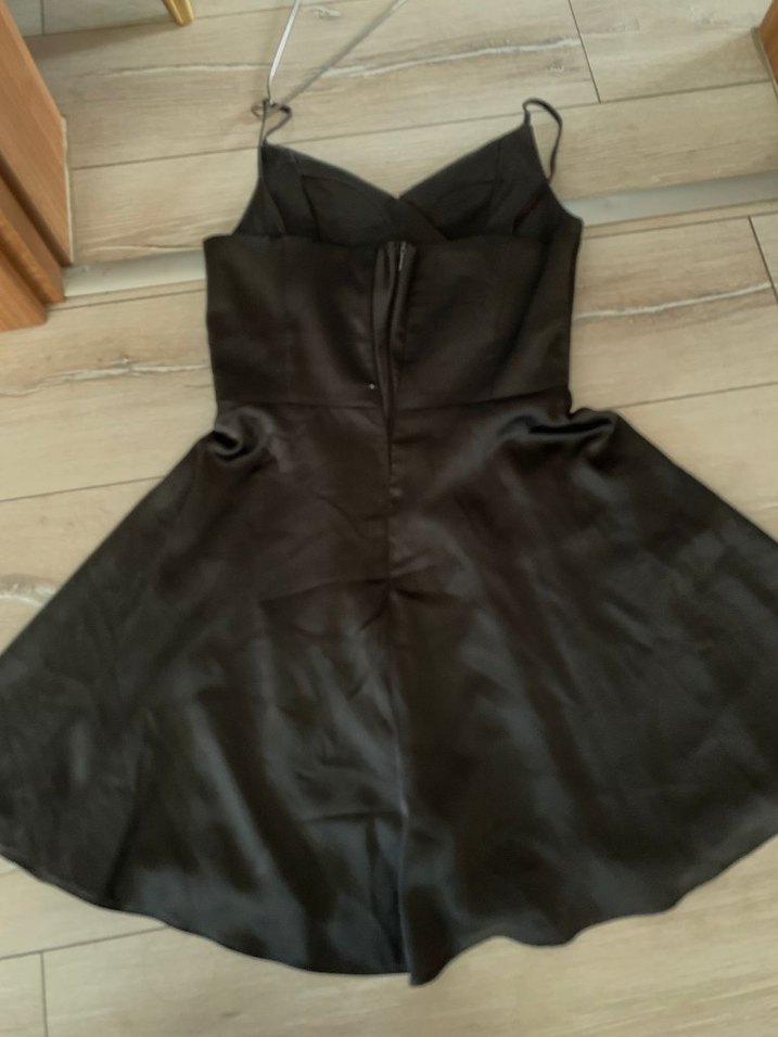 siyah saten mezuniyet elbisesi - Görsel 4