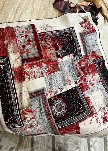 Bordo Bohem Desenli Kadın eşarp