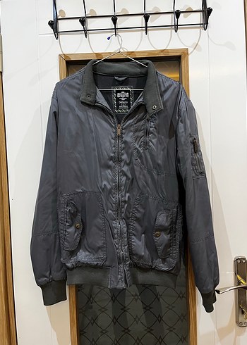 Gri Erkek Street Wear Denim Ceket