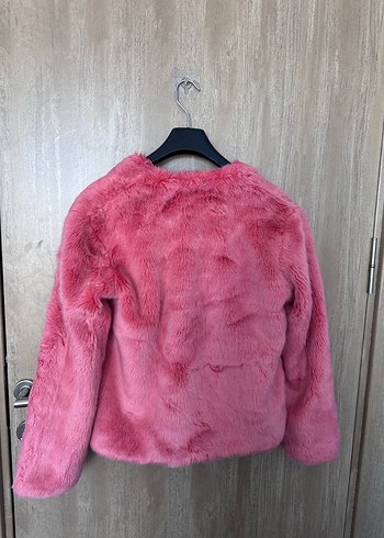 Pull and Bear Pembe Kadın Midi Suni Kürk Ceket