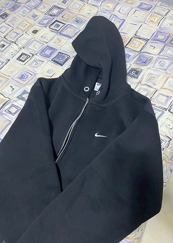 Nike Kadın-Erkek Siyah Fermuarlı Polar Sweatshirt