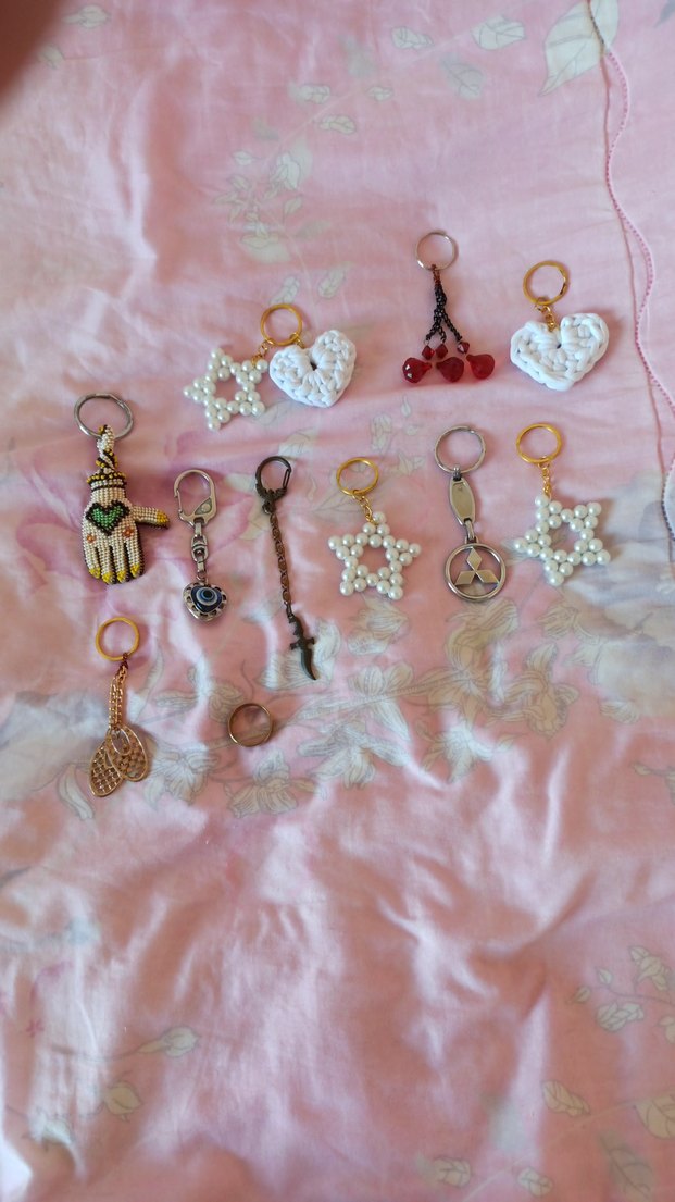 Pembe Boncuklu Bohem Anahtarlık Seti - Görsel 2