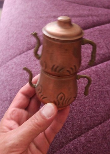 Diger Kahverengi Mini Bakır Demlik