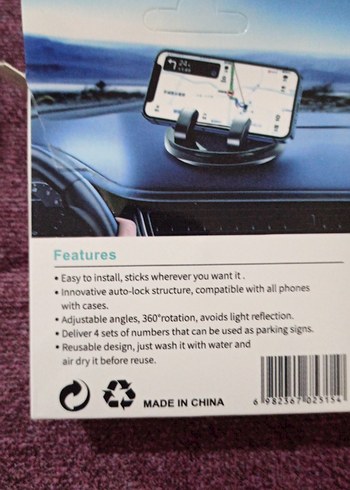 Siyah Q-8 Araç telefon numaratorlu Telefon Tutucu - Görsel 5