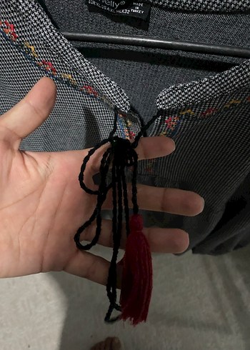xl Beden gri Renk Gri Nakışlı Püsküllü Bohem Kadın Bluz