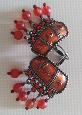 Diğer Renkli Nakışlı Boncuklu Mini Bohem Küpeler