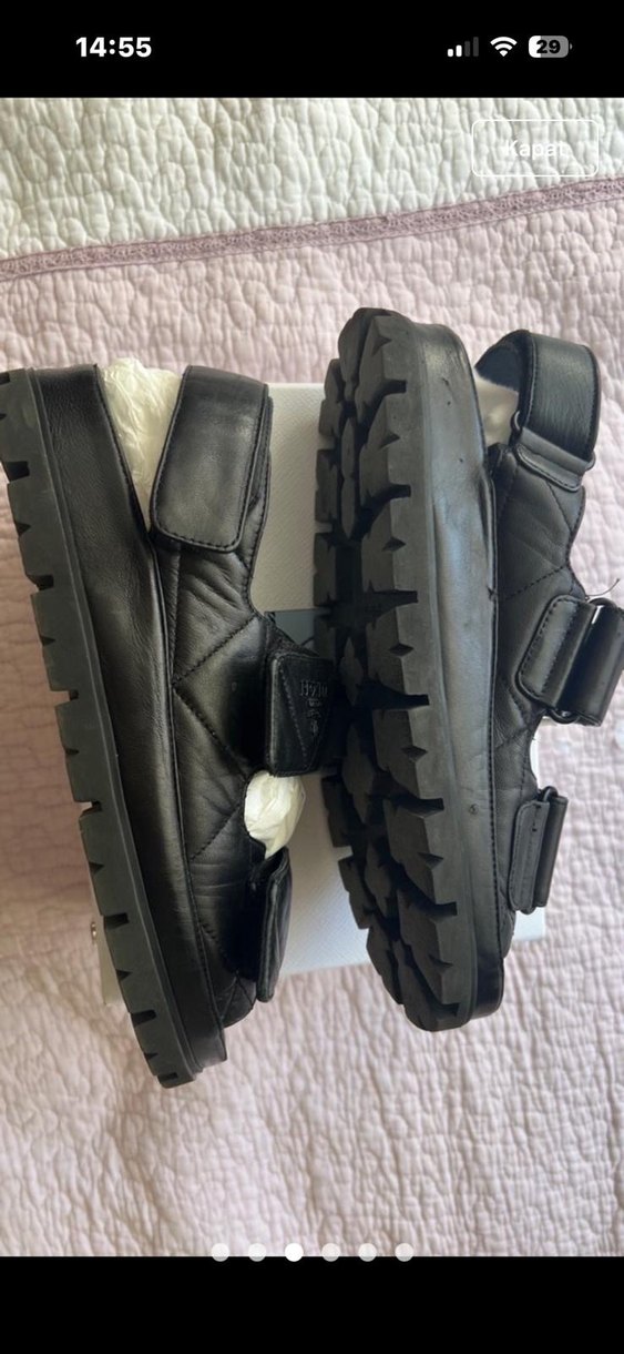 Prada Siyah Deri SANDALET %100 ORİJİNAL - Görsel 3