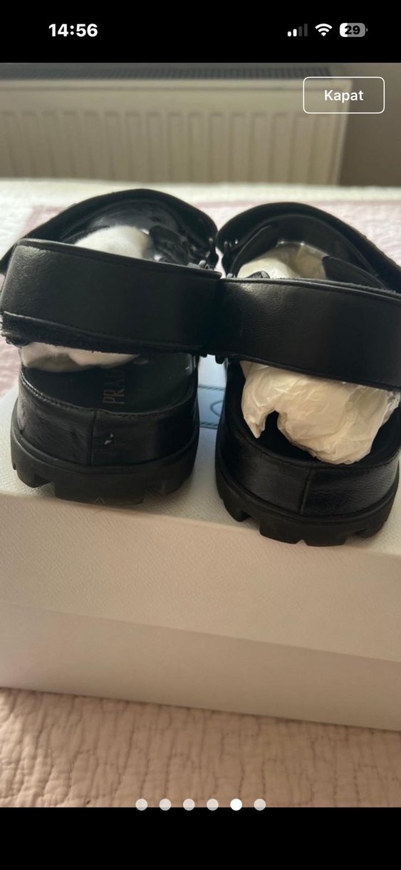 Prada Siyah Deri SANDALET %100 ORİJİNAL - Görsel 4