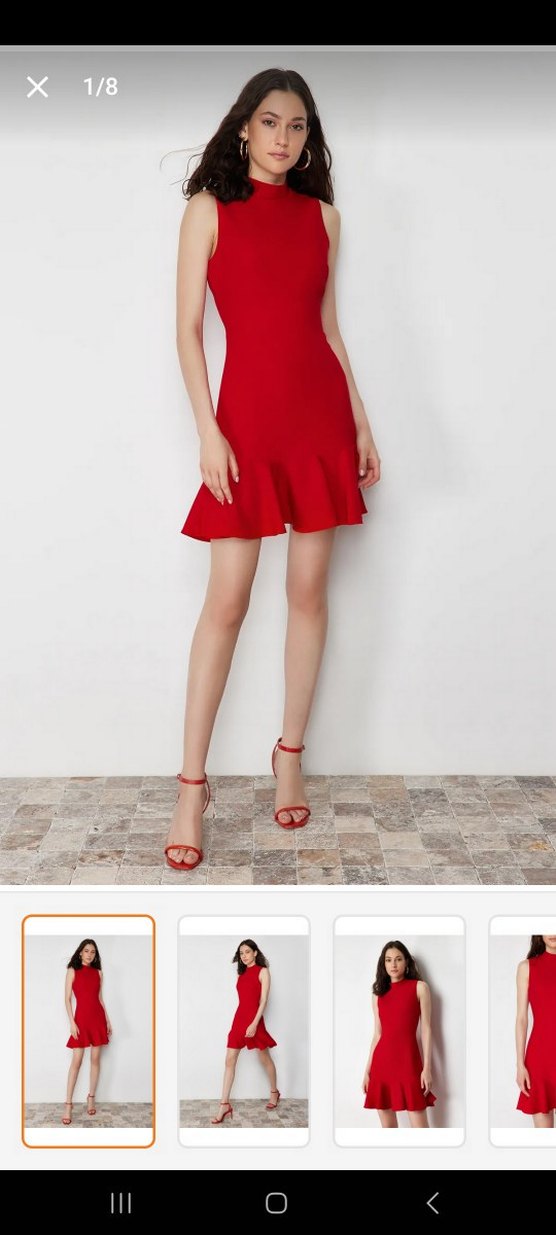 Kırmızı Fırfırlı Elbise - Görsel 2