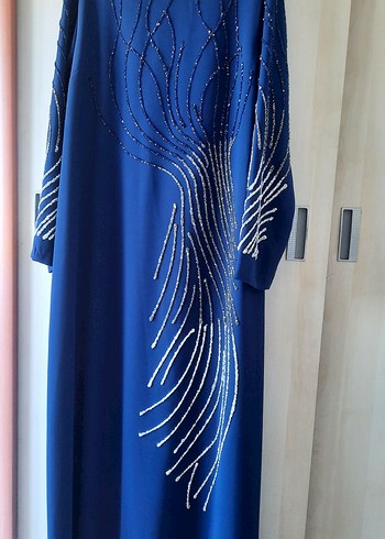 İndigo Mavi Şık Elbise - Görsel 2