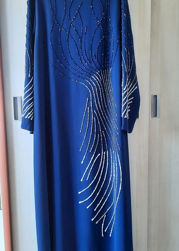 İndigo Mavi Şık Elbise - Görsel 5