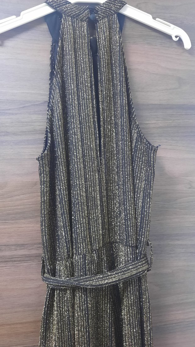 Kadın Uzun Simli Halter Yaka Tulum - Görsel 3