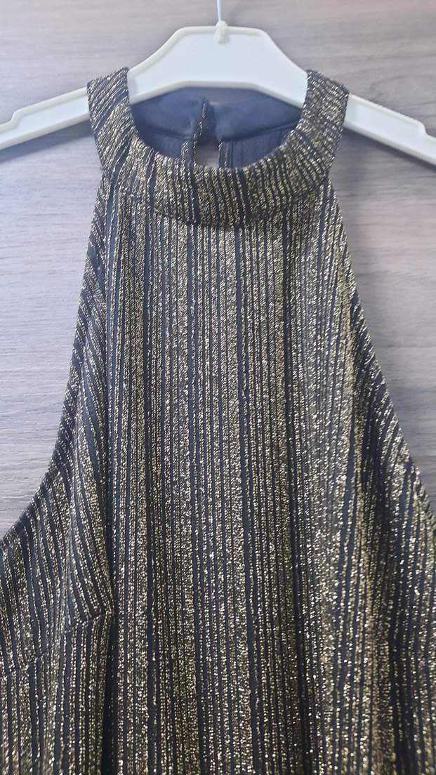 Kadın Uzun Simli Halter Yaka Tulum - Görsel 5