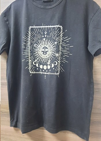 xs Beden Siyah Baskılı Tişört