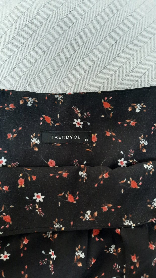 Siyah, Çiçek Desenli Etek - Görsel 5