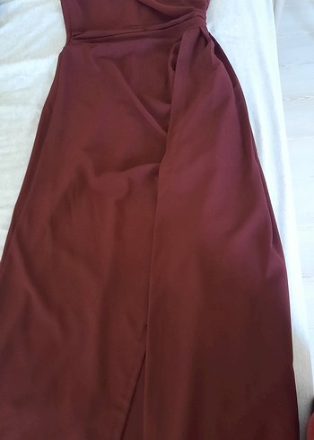 Bordo Uzun Abiye Elbise - Görsel 6