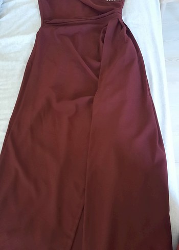 Bordo Uzun Abiye Elbise - Görsel 5