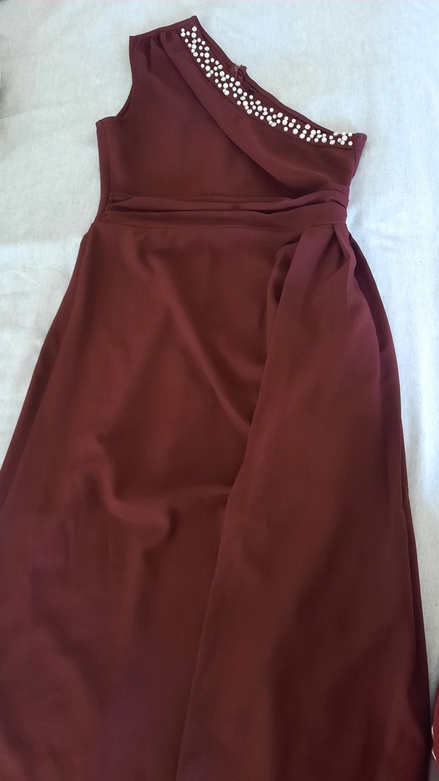 Bordo Uzun Abiye Elbise - Görsel 3