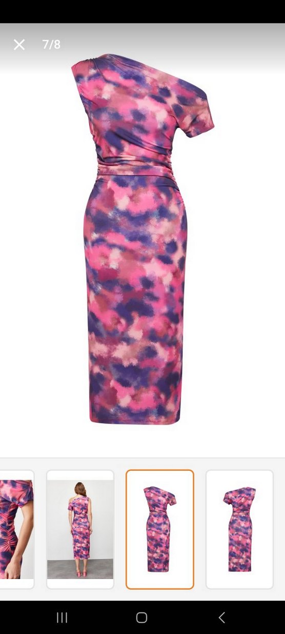 Pembe Batik Desenli Dökümlü Midi Etek - Görsel 2