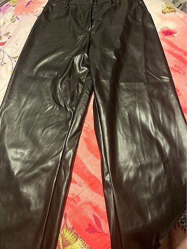 Anne Klein Deri pantolon siyah