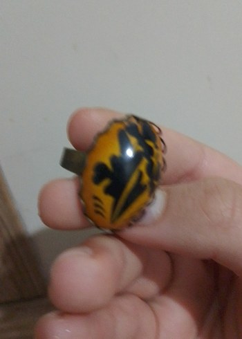 Vintage Sarı çiçek Desenli Kadın Yüzük ayarlanabilir - Görsel 3