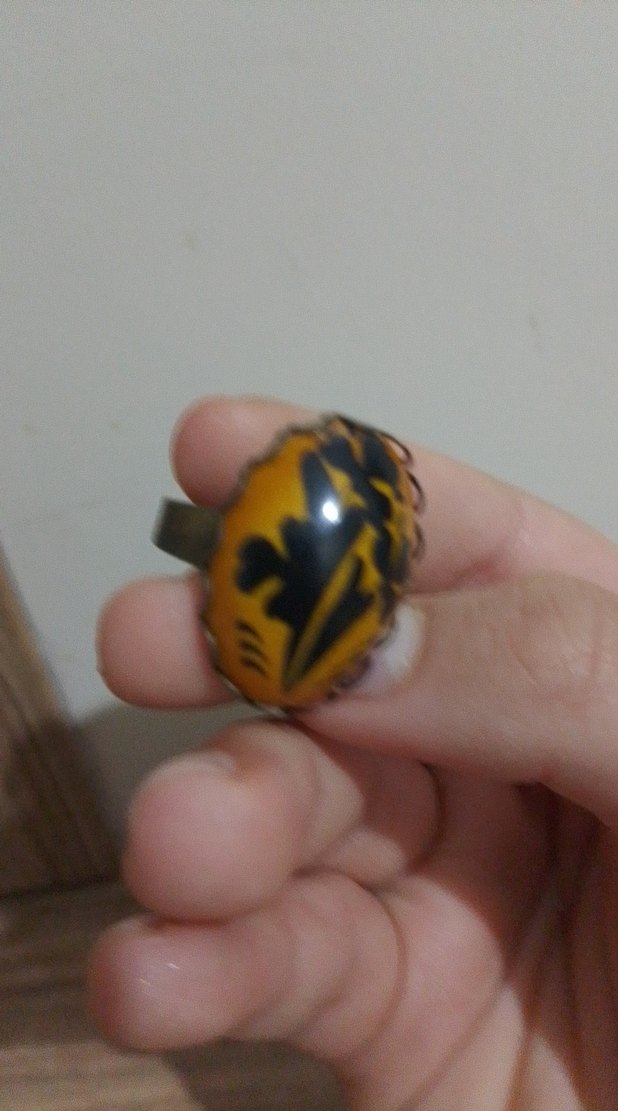 Vintage Sarı çiçek Desenli Kadın Yüzük ayarlanabilir - Görsel 3