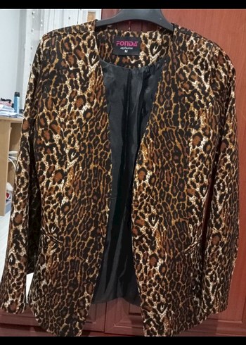 Kahverengi Leopar Desenli Kadın Midi Kaban - Görsel 2