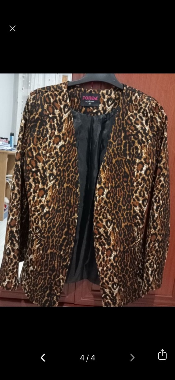 Kahverengi Leopar Desenli Kadın Midi Kaban - Görsel 2