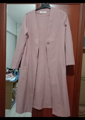 Bej Düğmeli Uzun Kadın Kaban - Görsel 2