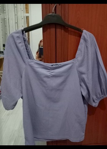 Linen Kumaş Mor Salaş Bluz - Görsel 2