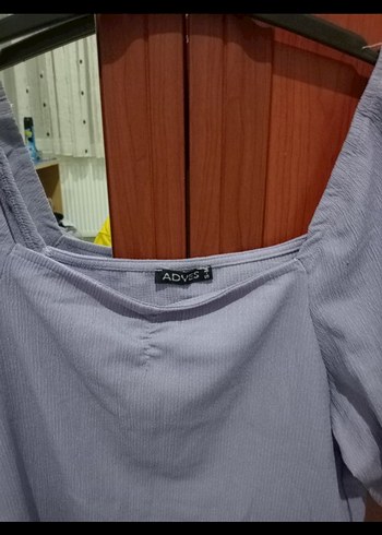 Linen Kumaş Mor Salaş Bluz - Görsel 3