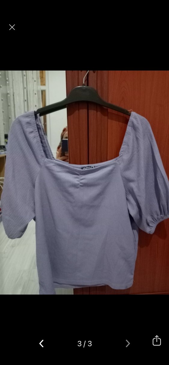 Linen Kumaş Mor Salaş Bluz - Görsel 2