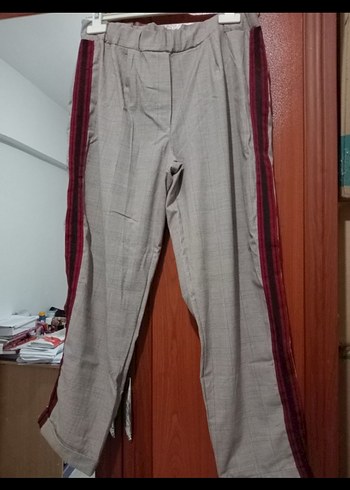 Gri Pilili Midi Kumaş Pantolon - Görsel 3