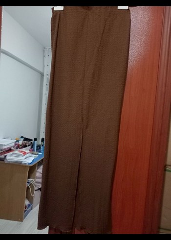 Kadın Kahverengi Uzun Drapeli Etek - Görsel 2