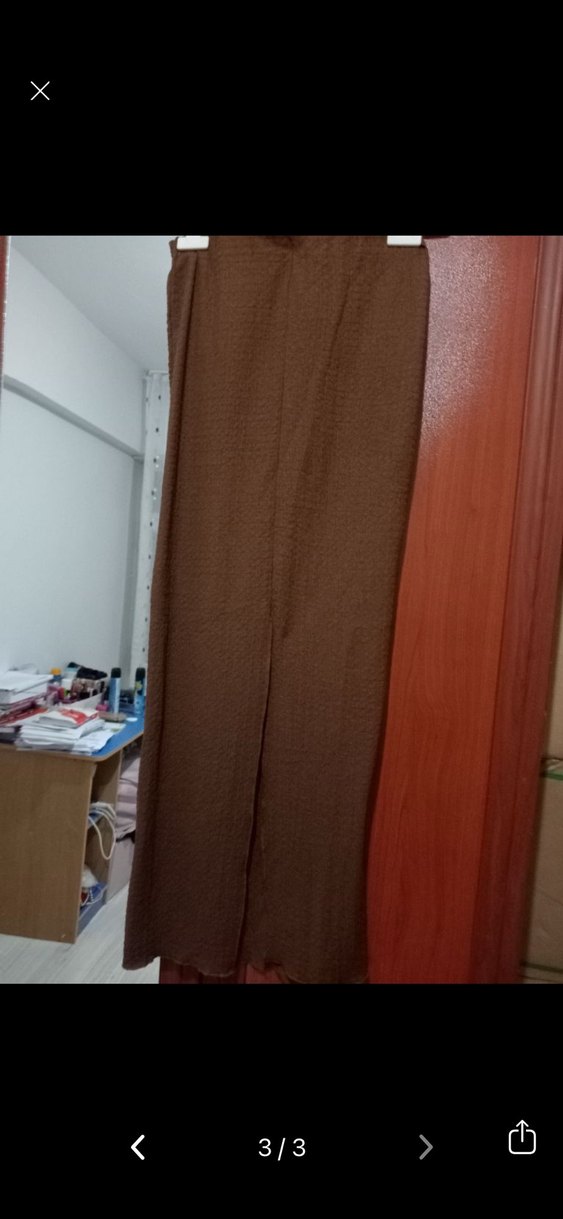 Kadın Kahverengi Uzun Drapeli Etek - Görsel 2