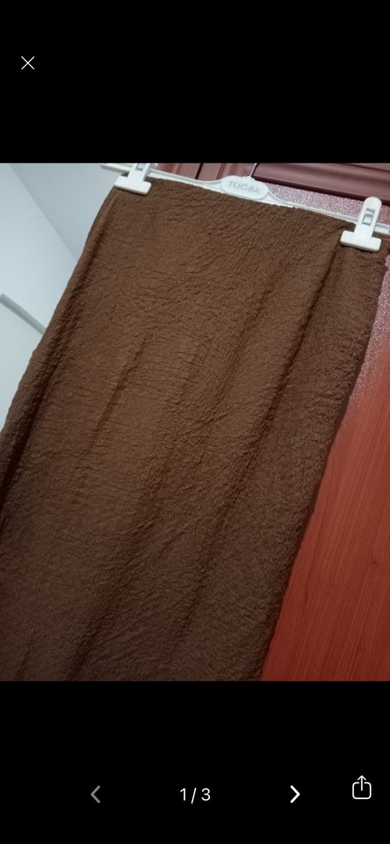 Kadın Kahverengi Uzun Drapeli Etek - Görsel 3