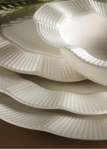 Beyaz Desenli Yemek Tabağı - Görsel 3