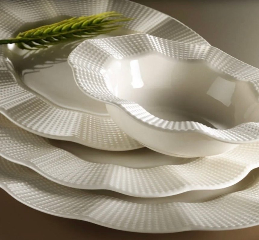 Beyaz Desenli Yemek Tabağı - Görsel 2