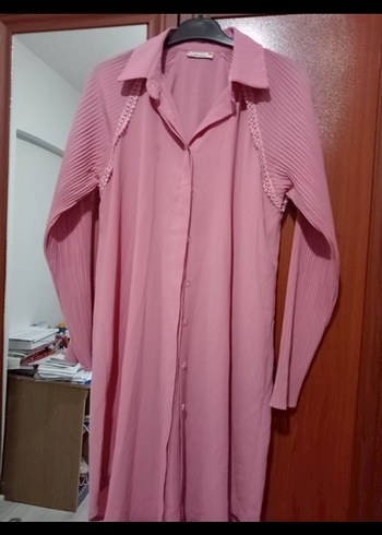 Pembe Pilili Uzun Kollu Kadın Tunik - Görsel 2